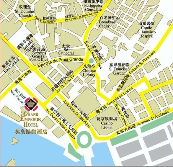 kart av Macau badstue