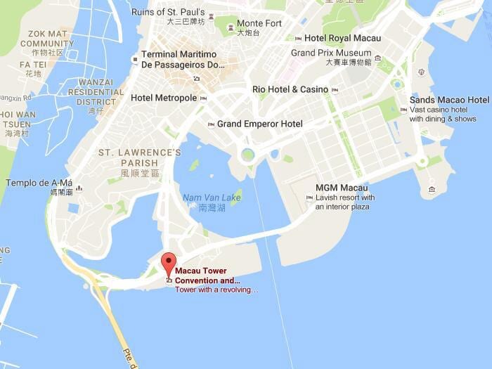 kart av Macau-tårnet