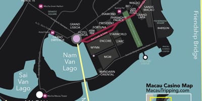 Kart av Macau i Kina kasinoer