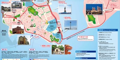 Kart av Macau turistattraksjoner